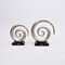 Aluminum Swirl Abstract Sculptures with Black Base – Modern Decor, Set of 2